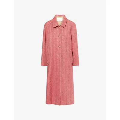 Weekend Max Mara Omens Red Chevron Ugola Herringbone-print Wool-blend Coat