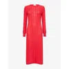 Weekend Max Mara Omens Red Plain Aire Cable Knit Maxi Dress In Red
