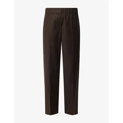 Weekend Max Mara Omens Regular-fit Flannel Stretch-wool Trousers Brown