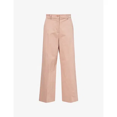 Weekend Max Mara Omens Regular-fit Wide-leg Cotton Trousers Antique Rose
