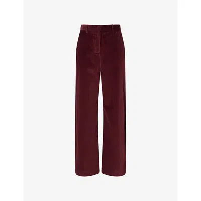 Weekend Max Mara Omens Regular-fit Wide-leg Cotton-corduroy Trousers Bordeaux In Brown