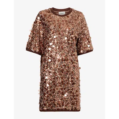 Weekend Max Mara Omens Round-neck Sequin Mini Dress Brown