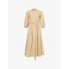 Weekend Max Mara Omens Kentia Pleated Cotton-poplin Midi Dress Sand In Sand
