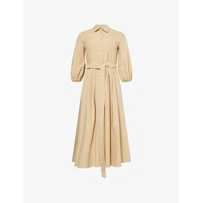 Weekend Max Mara Omens Kentia Pleated Cotton-poplin Midi Dress Sand
