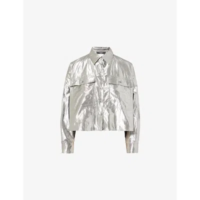 Weekend Max Mara Omens Silver Aldeno Step-hem Cotton-blend Shirt
