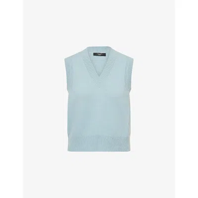Weekend Max Mara Omens Sky Blue Carlos V-neck Cashmere Waistcoat