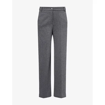 Weekend Max Mara Omens Straight-leg Stretch-cotton Trousers Light Grey Melange