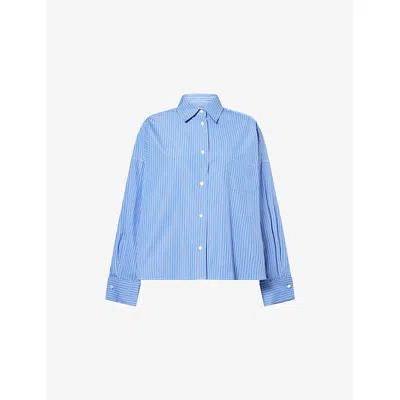 Weekend Max Mara Omens Stripe Cotton Shirt Cornflower Blue