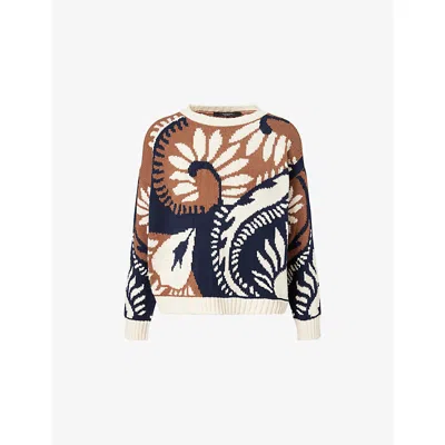 Weekend Max Mara Omens  Celebre Round-neck Cotton-blend Jumper In Brown