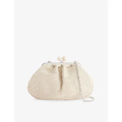 Weekend Max Mara Omens Turtledove Fortuna Woven Raffia Cross-boy Bag In Gray