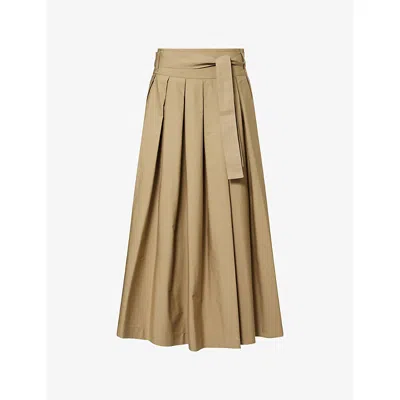 WEEKEND MAX MARA OMENS WEEKEND MAX MARA AGIATE PLEATED COTTON-POPLIN MIDI SKIRT