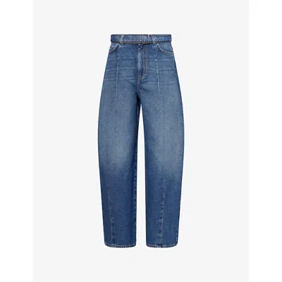 Weekend Max Mara Omens  Baggy Matching-belt Denim Jeans In Navy Vintage