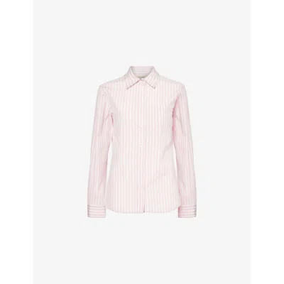 Weekend Max Mara Omens Bahamas Striped Long-sleeve Cotton-poplin Shirt Pink