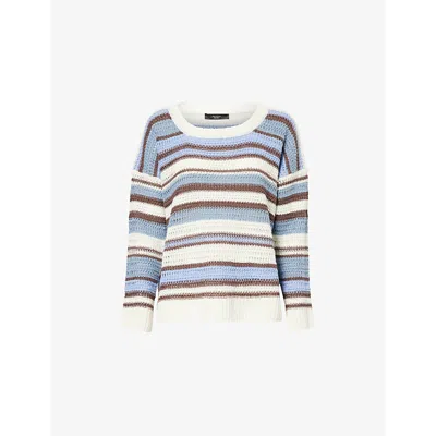 Weekend Max Mara Omens Light Blue Basilio Striped-print Linen Jumper