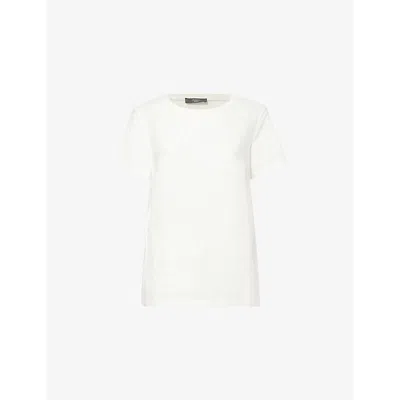 Weekend Max Mara Omens White Bondeno Embroidered Stretch-cotton T-shirt Xs