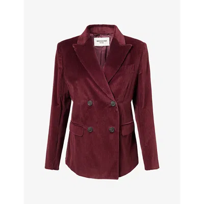 Weekend Max Mara Omens  Double-breasted Cotton-corduroy Blazer In Bordeaux