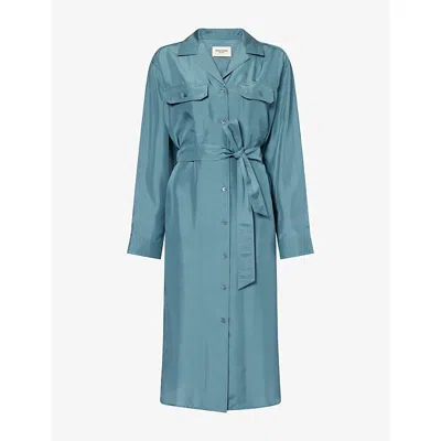 Weekend Max Mara Omens  Edile Silk Midi Shirt Dress In Blue