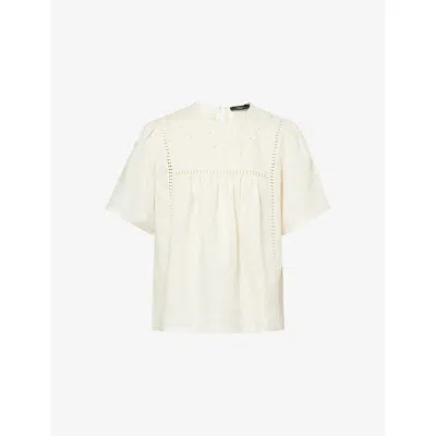 Weekend Max Mara Omens  Embroidered Linen Top In White