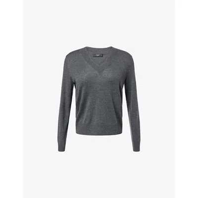 Weekend Max Mara Omens  Estremo V-neck Wool And Cashmere Jumper In Gray