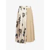 Weekend Max Mara Omens Beige Etra Pleated Woven Midi Skirt In Brown