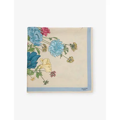 Weekend Max Mara Omens  Floral-print Silk Scarf In Beige