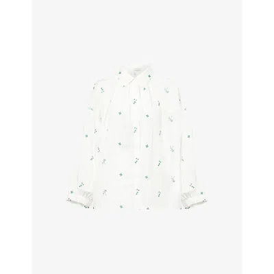 Weekend Max Mara Omens White Gilly Embroidered Cotton-poplin Shirt