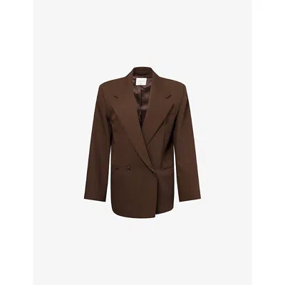 Weekend Max Mara Omens Dark Brown Ginseng Notch-lapels Wool Blazer