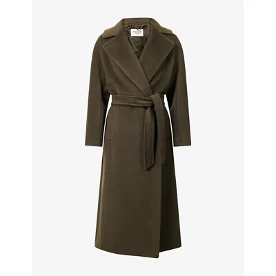 Weekend Max Mara Omens  Longline Tie-waist Wool Alpaca-blend Coat In Green