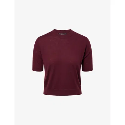 Weekend Max Mara Omens  Marea Short-sleeves Wool And Cashmere Top In Burgundy