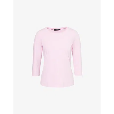 Weekend Max Mara Omens Multia Long-sleeve Stretch-cotton T-shirt Pink