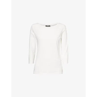 Weekend Max Mara Omens Multia Quarter-sleeve Cotton-jersey T-shirt White