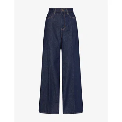 Weekend Max Mara Omens  Palazzo Wide-leg Denim Jeans In Navy Dark Clean