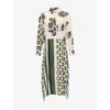 Weekend Max Mara Omens Beige Passo Printed Silk Midi Dress In Multi