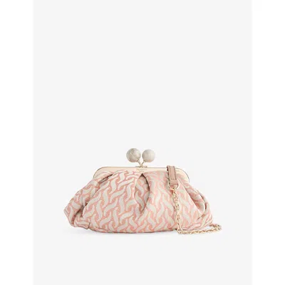 Weekend Max Mara Omens  Pasticcino Small Linen And Silk Handbag In Pink