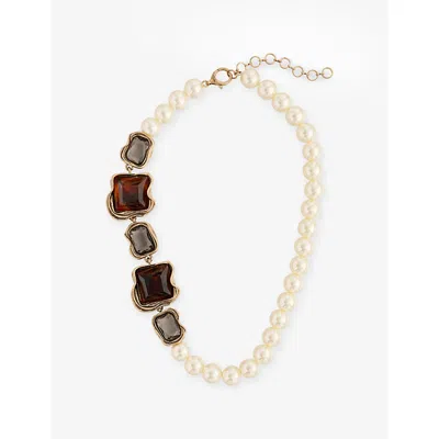 Weekend Max Mara Omens  Pearl And Resin Metal Necklac In Metallic