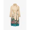 Weekend Max Mara Omens Beige Pesco Floral-print Cotton-gabardine Trench Coat In Beige
