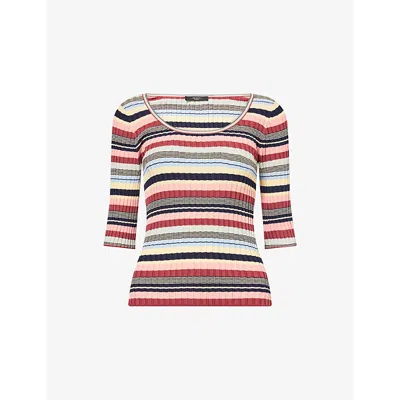 Weekend Max Mara Omens  Scoop-neck Stripe Knitted Top In Multi