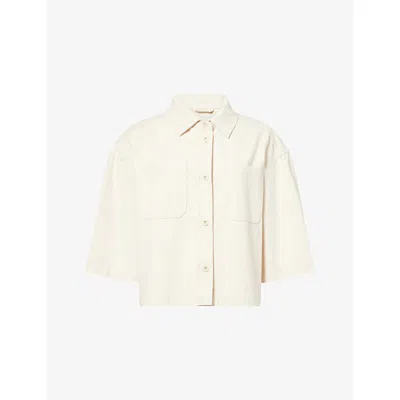 Weekend Max Mara Omens  Short-sleeve Relaxed Denim Jacket In Ecru