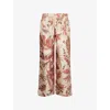 Weekend Max Mara Omens Beige Temide Floral-print Wide-leg Silk Trousers