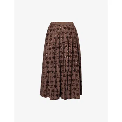 Weekend Max Mara Omens  Tempra Sequin-embellished Cotton Midi Skirt