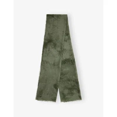 Weekend Max Mara Omens  Tie-dye Fringed-edge Wool Scarf In Olive Green