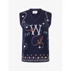 Weekend Max Mara Intarsia-knit Sleeveless Virgin-wool Sweater In Blue