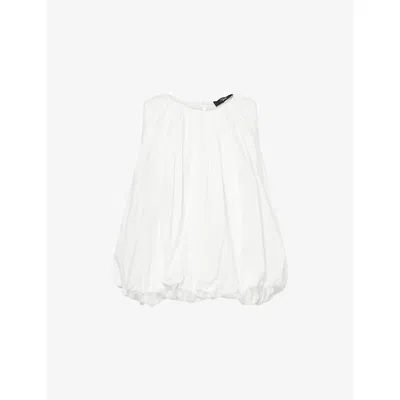 Weekend Max Mara Omens White Wkiangel Draped-balloon Muslin Cotton-jersey Top