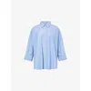 Weekend Max Mara Omens Avio Zavorra Striped Cotton-poplin Shirt In Blue