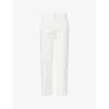 Weekend Max Mara Omens White Cropped Cigarette Slim-fit Cotton Trousers