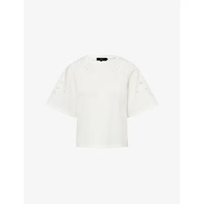 Weekend Max Mara Omens White Embroidered Cotton Top Xl