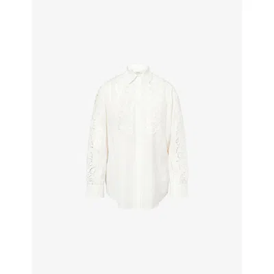 Weekend Max Mara Omens Embroidered Relaxed-fit Cotton Shirt White