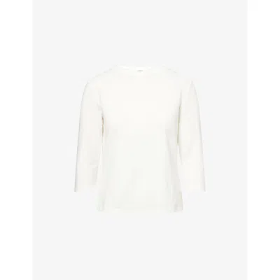 Weekend Max Mara Omens White Multia Brand-print Stretch-cotton Top Xs