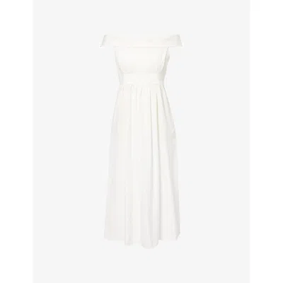 Weekend Max Mara Signature Prosit Off The Shoulder Dress In White