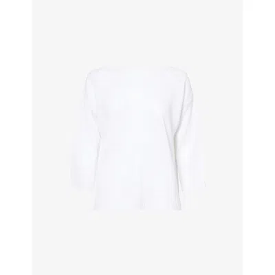 Weekend Max Mara Omens White Round-neck Knitted Linen Top